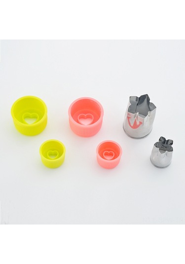 Maiyame Stok Mutfak Aletleri: Çelik Meyve Sebze Kesici, Bisküvi Şekillendirici, Bebek Yemek Araçları - Pembe Ve Mor Seti Yeşil + Pembe + Mor