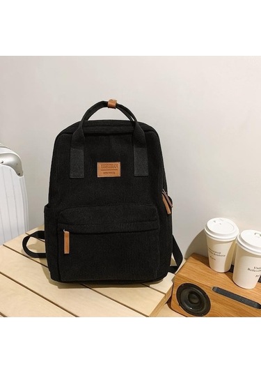 Trendooze Siyah Sırt Sırt Seyahat Okul Öğrenci Kız Kadın Kadife Çantası Çantası Çantası Oh Siyah