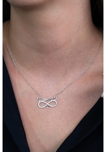Sonsuzluk Bitanem Yazılı Kadın Gümüş Kolye Sevgiliye Wsn95