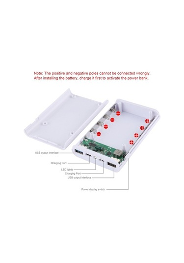 Flybuy Haweel Hwl9600 Beyaz 4x18650 Usb Çift Çıkışlı Lcd Powerbank Kutusu Piller Dahil Değil BEYAZ