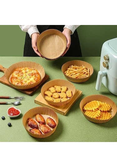 Ams Net Air Fryer Pişirme Kağıdı 50 Adet Tek Kullanımlık Hava Fritöz Yağ Geçirmez Yapışmaz Tabak Model