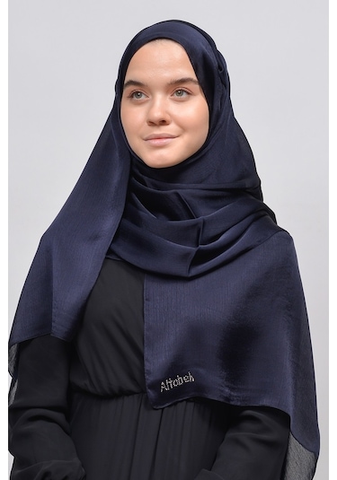 Altobeh Janjan Şık Parlak Saten Dokulu Kadın Tesettür Abiye Şifon Şal - Lacivert