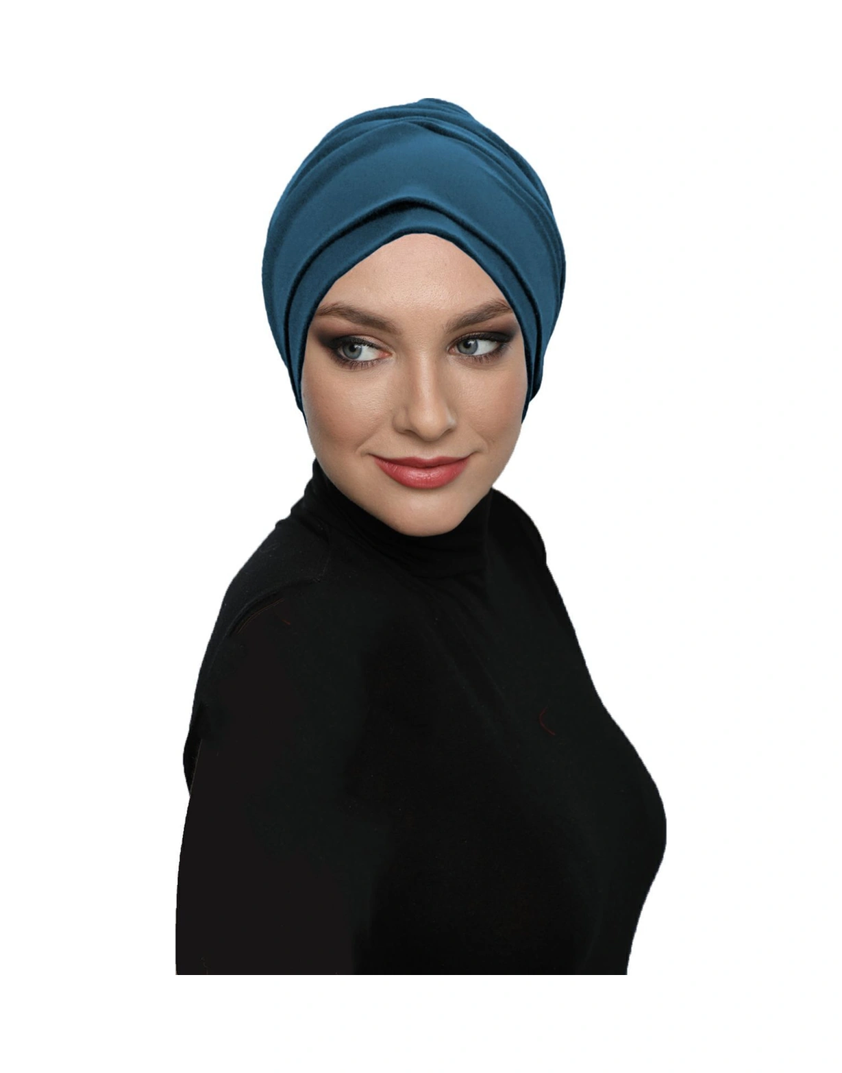 Çift Katlı Astarlı Petrol Hazır Türban Tesettür Dış Ve Havuz Bonesi Petrol