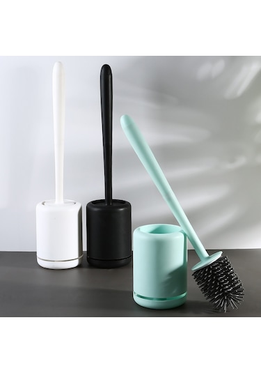Kosona Duvar Takılı Yeşil Silikon Tuvalet Fırçası Seti - Nordik Tasarım, Su Birikimi Yok, Yumuşak Tüy, Plastik Uç Ve Tabanlı Temizlik Aleti Diğer