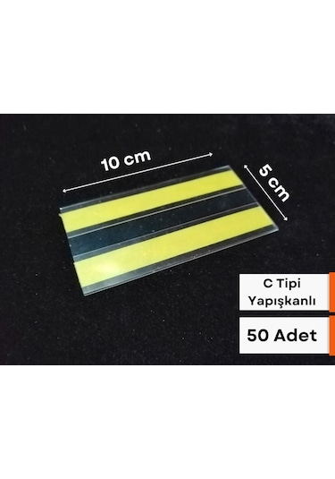 50 Adet C Tipi 5x10 Cm Depo Ürün Etiketliği Şeffaf Yapışkanlı