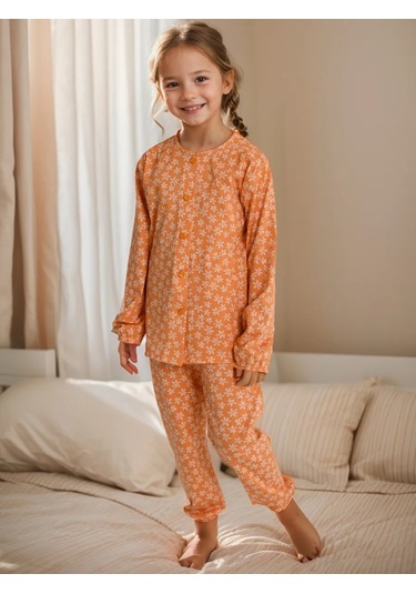 Lesikids Çocuk Pijama Takımı Pantolonlu Pamuk 184335358 Turuncu