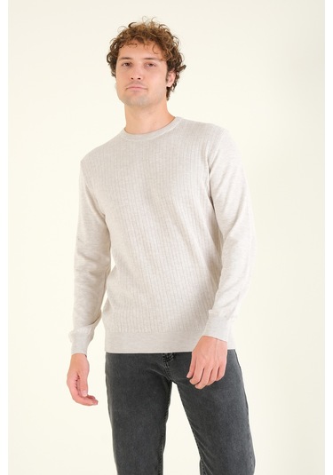 Giyim Dünyası Erkek Desenli Sıfır Yaka Kazak Taş 001