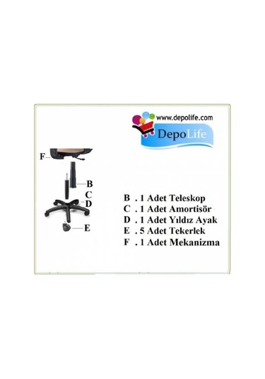 Depolife Yönetici Ofis Çalışma Koltuğu Ayağı Yıldız Tekerlek Aortisör Tele