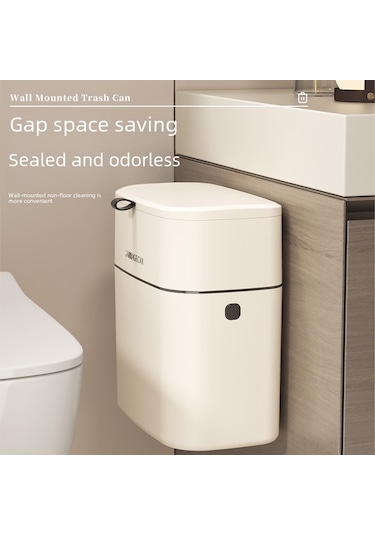 Youtek Duvar Monteli Mutfak Çöp Kutusu, 7 Litre Büyük Kapasite, Kapağlı, Delme Yok Kurulum, Krem Beyaz Kanca Tipi , Ev/ofis Kullanıma Uygun Krem Beyaz