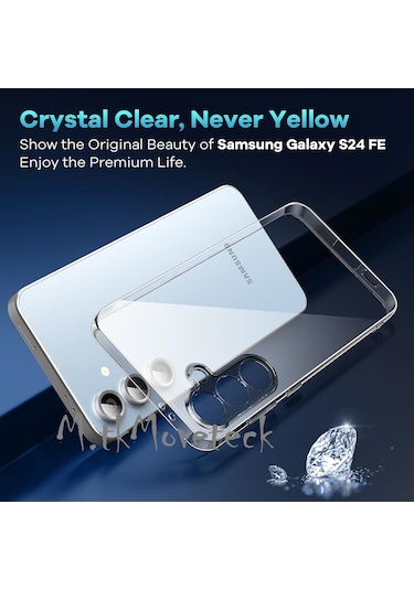 Samsung Galaxy Uyumlu S24 Fe Kılıf Şeffaf Silikon + Ekran Koruyucu Cam