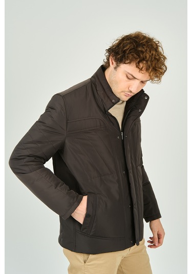 Lucas Erkek Fermuar Ve Çıtçıt Kapamalı Hakim Yaka Kaban 4785 Kahverengi Kahverengi