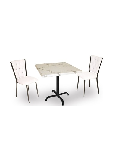 Beymobilya Bahçe Ve Balkon Masa Takımı Indigo Werzalit Kare - Kapitoneli 2Li Beyaz