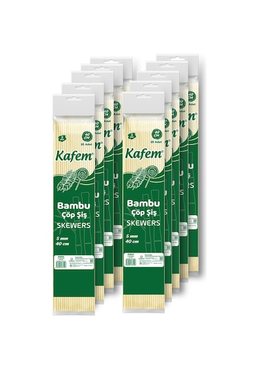 Kafem Bambu Çöp Şiş 40 cm 5 mm 25 Li X 10 Paket