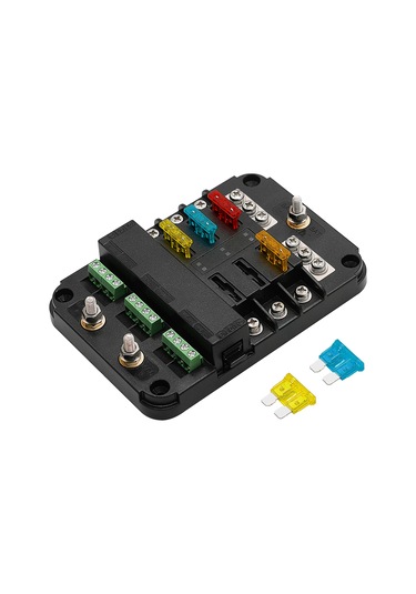 6 Yollu Sigorta Bloğu 6 Devre Sigorta Kutusu Tutucu Siyah