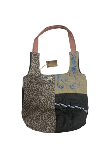 Vintage Renkli Salaş Etnik Orta Boy Plaj Günlük Kadın Kol Omuz Çantası 34 Cm X 37 Cm GRİ