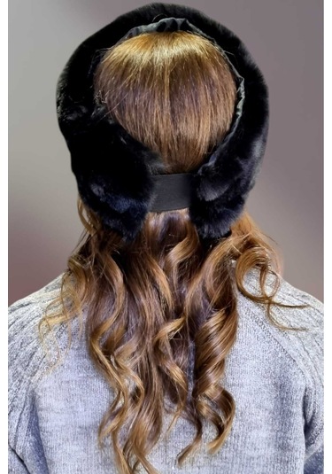 Tezzgelsin Kadın Vegan Kürk Boyunluk Bandana Siyah