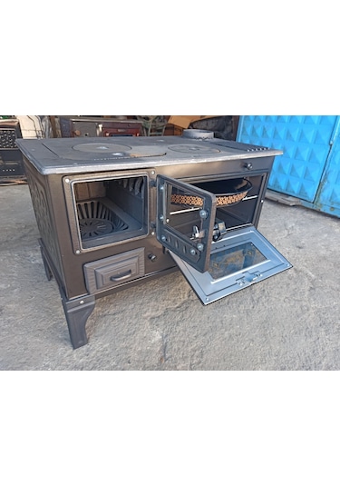 Cam Kapak Takma Ayak Döküm Estetik Kuzine Soba Kömür Odun Sobası