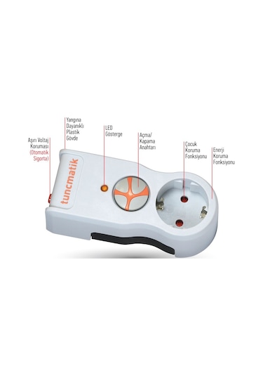 Tunçmatik Enerji Koruma Prizi Powersurge 1'li Beyaz 525 Joule Tsk5078 0