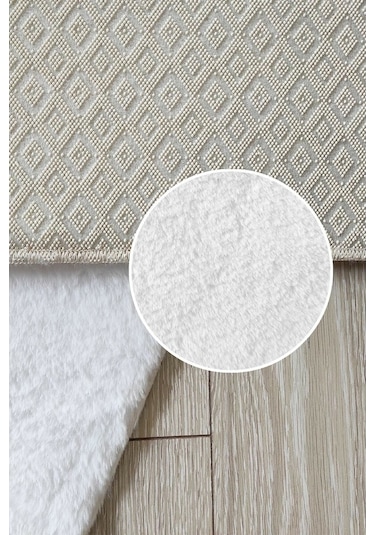 Peluş Post Beyaz Çift Kafa Yıkanabilir Kaymaz Taban Post Peluş