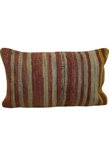 Zehra Abla Halı Yeni El Dokuma Dekoratif Lumbar Kilim Kırlent Yastık Kılıfı 6101