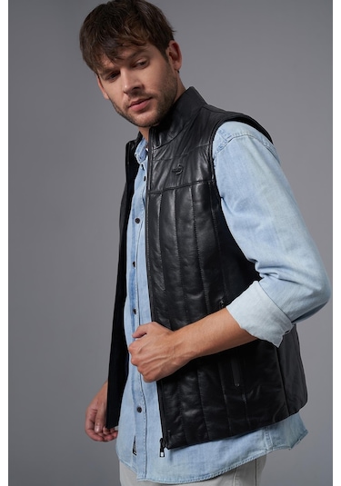 Guido Siyah Deri Yelek 118521 001