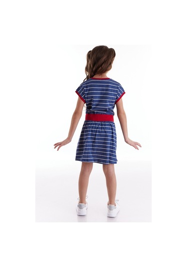 Denokids Mushi Cool Melon Çizgili Elbise Lacivert