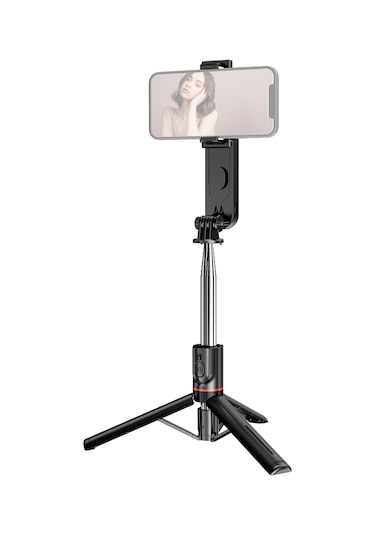Kangvka 111cm/43.7" Çok İşlevli Telefon Ayaklı Tripod: 7 Bölmeli Genişletilebilir, Yedekleyici Led Işık, Uzaktan Kumanda, Android/ios Uyumlu Bt 4.2, 10m Mesafe