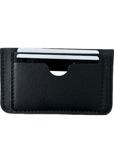 Gerçek Deri El Yapımı Kartlık - Deri Kartlık - Siyah Deri Kartlık Siyah