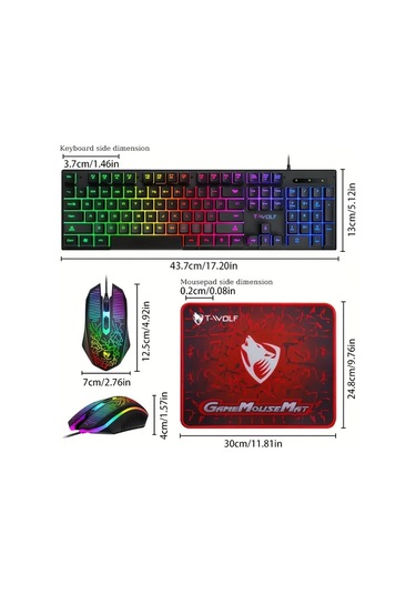 Techbloom Tf31 T Wolf 3ü 1 Oyun Kombo Seti Aydınlatmalı Mekanik Klavye Optik Fare Mousepad Pc Ofis Diğer