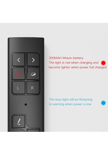 Fastbuy Kablosuz Ppt Kontrol Cihazı - Black, Usb Şarjlı Sayfa Geçirici, Kırmızı Işık İşaretçi, Ses Kontrol & Ekran Yönetimi