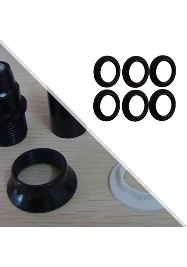 Homyl 6 Adet E26 Dış Halka Ampul Tutucu Abajur Adaptörü Siyah