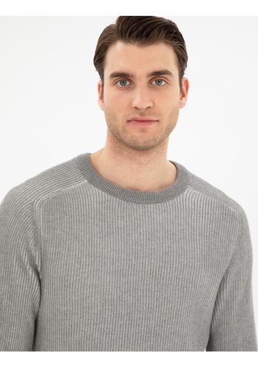 Pierre Cardin Erkek Açık Gri Melanj Kazak /triko 50297117-vr091 Açık Gri Melanj