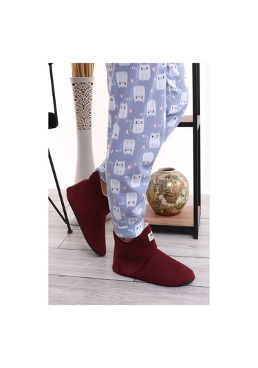 U001 Erkek Kadın Çocuk Ev Pandufu Botu Ev Ayakkabısı Mürdüm