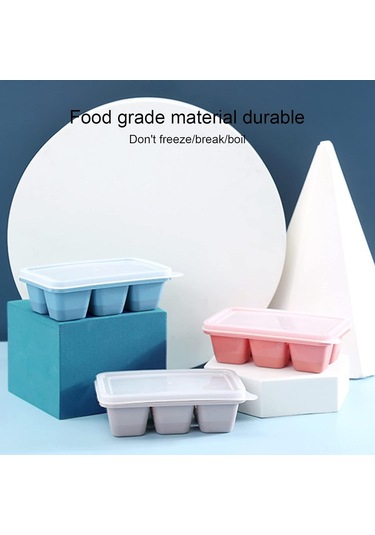 Mufunye Gri Silikon Buzluk Kutu, 6 Bölmeli Kapaklı, Gıda Kalitesi, Kolay Çıkarma, Ev/bar Mutfak Kullanıma Uygun - 1 Adet Çok Renkli