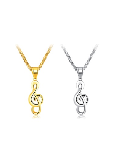 Altın Opk Yaratıcı Müzik Sembolü Kolye Titanyum Çelik Erkek Kolye Havlu Altın