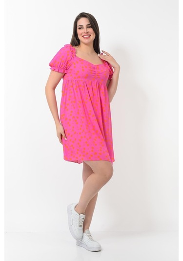 Kadın Yeni Sezon Yaka Ve Kolu Büzgü Detaylı Midi Boy Elbise 001