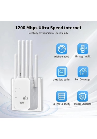 Xuweiwei Beyaz Eu Wifi Extender Wifi Sinyal Yukseltici Wıfı6 Uyumlu 6 Antenli 11000 Kare Metre 35 Cihaz