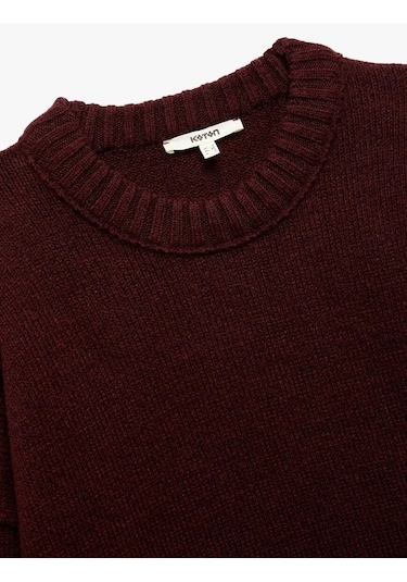 Koton Bisiklet Yaka Triko Kadın Oversize Kazak 6wak90177ht Bordo