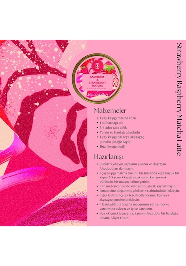 Mim and More Raspberry Strawberry Matcha Ahududulu ve Çilekli Matcha 50 G
