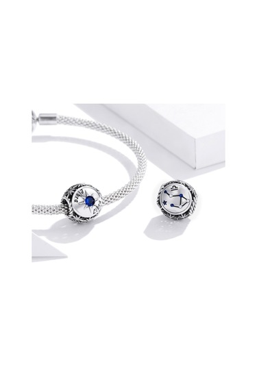 S925 Ayar Gümüş On İki Takımyıldızı Zirkon Boncuk Dıy Bilezik Kolye Aksesuarları, Stil: Terazi Çok Renkli