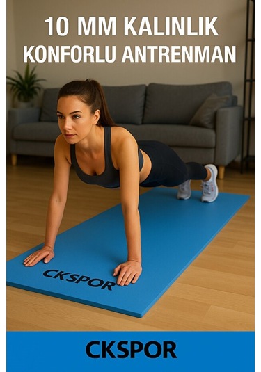 10mm Mavi Pilates Matı Kalın Yoga, Pilates Ve Spor Minderi Gümüş