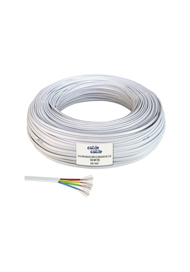 Telefon Kablosu Dörtlü Köken Beyaz Flat 100mt Poke Pk-1249
