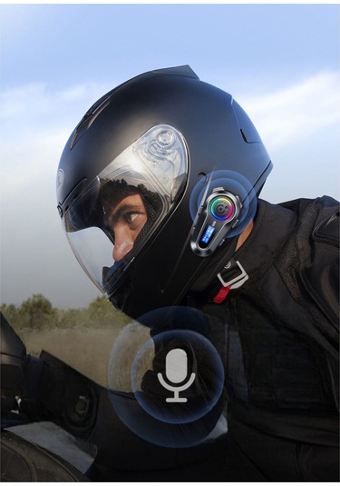 Motorsiklet Kask Interkom Kulaklık Rgb Işık Lcd Ekranlı Fm Radyo Bluetooth 5.3 Çift Telefon Bağlantı
