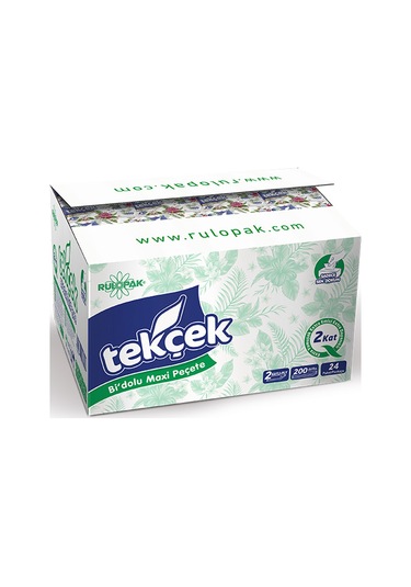 Rulopak Tekçek Bi'Dolu Maxi Peçete 2 Katlı 200 Yaprak 24'Lü Paket
