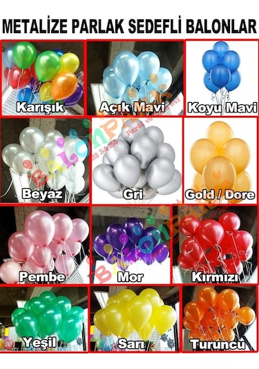 100 Adet Metalik Karışık Balon Sedefli
