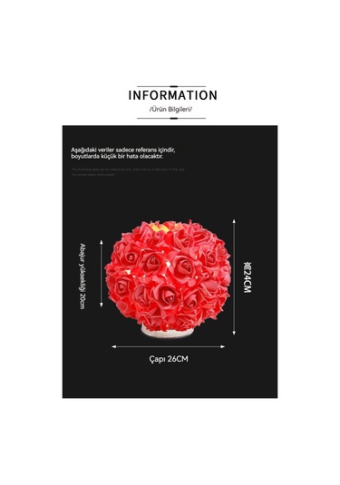 İskandinav Gül Masa Lambası Yaratçıbasit Kırmızı Açık Kırmızı