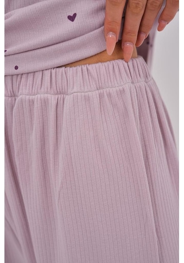 Mecit 6150 Bayan Lila Yüzde Yüz Pamuk Büyük Beden Pijama Takımı Lila