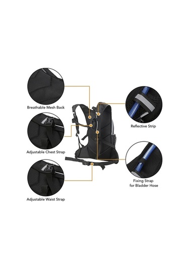 Didadodo Gece Görünürlü 8l Bisiklet Sırt Çantası - Koşu, Yürüyüş Ve Seyahat İçin Hidrasyon Çantası Siyah, Güvenli Koşu İçin Siyah