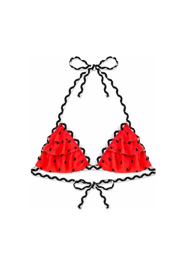 Beniizle Puan Desenli Kız Çocuk Bikini Takımı Kırmızı