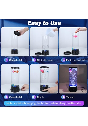 Led Baloncuk Balığı Lambası Çocuklar İçin Hediye, Masa Lambası 1 Çok Renkli